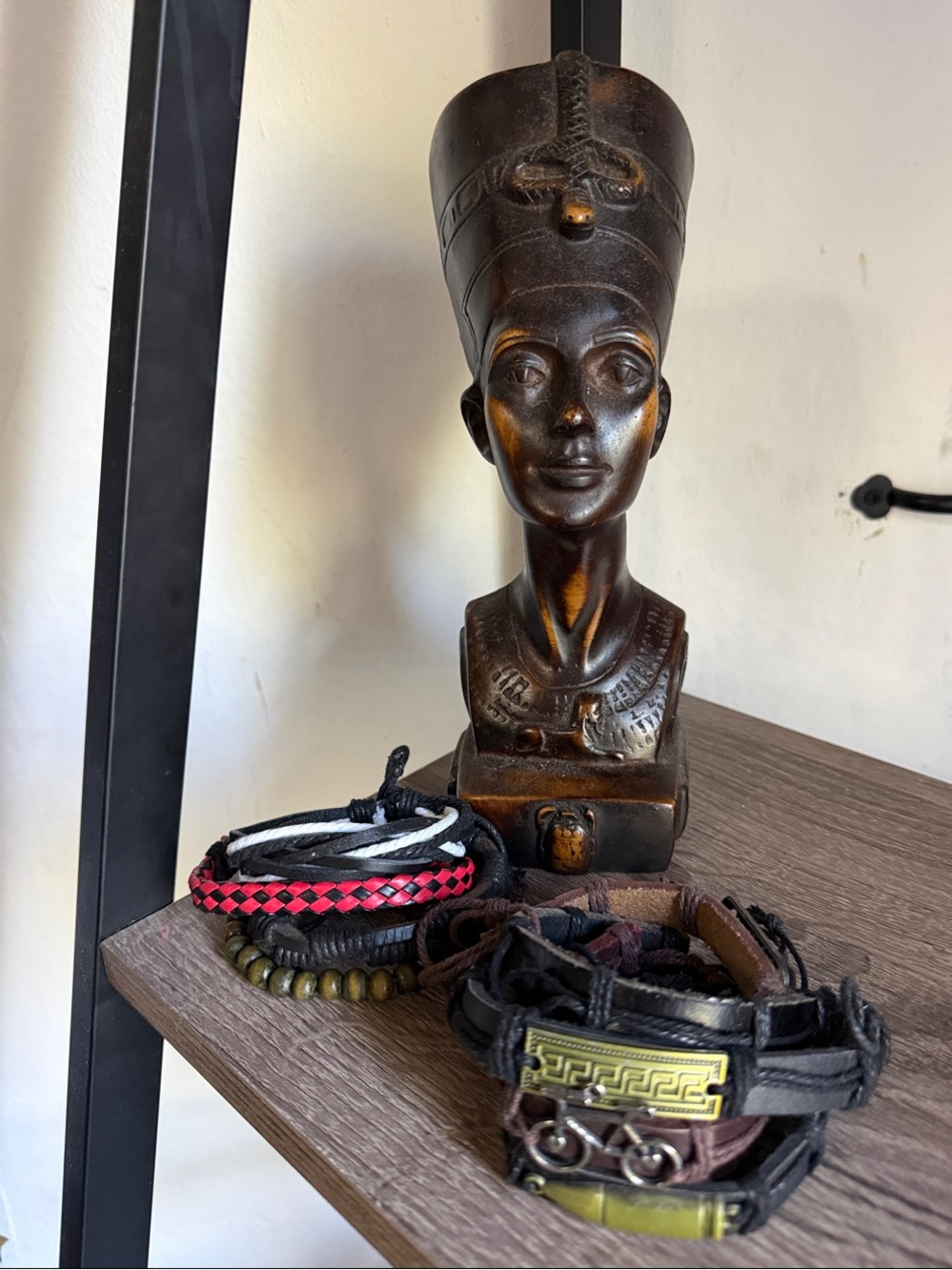 Men's Black and Brown Leather & Braided Bracelet Set